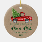 Kraft Brush Script First Kerstman  Truck Keramisch Ornament (Achterkant)