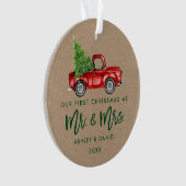 Kraft Brush Script First Kerstman  Truck Ornament (voorkant)