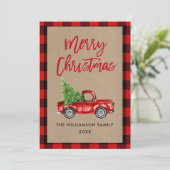 Kraft Brush Script Plays  Truck Kerstmis Feestdagenkaart (Staand voorkant)