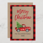 Kraft Brush Script Plays  Truck Kerstmis Feestdagenkaart (Voorkant / Achterkant)