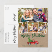 Kraft Brush Script  Truck Christmas 4 Foto Briefkaart (Voorkant / Achterkant)