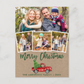 Kraft Brush Script Truck Christmas 4 Foto Briefkaart (Voorkant)
