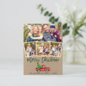 Kraft Brush Script  Truck Christmas 4 Foto Briefkaart (Staand voorkant)