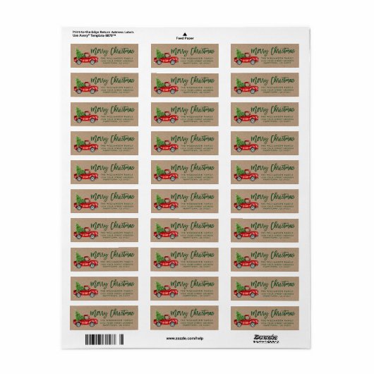 Kraft Brush Script  Truck Christmas Green Etiket (Full Sheet)