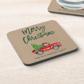 Kraft Brush Script  Truck Christmas Tree Bier Onderzetter (Linkerzijde)