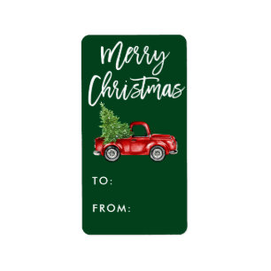 Kraft Brush Script  Truck Kerstcadeau Etiket