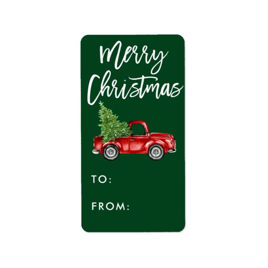 Kraft Brush Script  Truck Kerstcadeau Etiket (Voorkant)