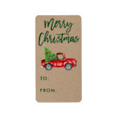 Kraft Brush Script  Truck Kerstcadeau Etiket (Voorkant)