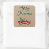 Kraft Brush Script Truck Kerstmis Vierkante Sticker (Tas)