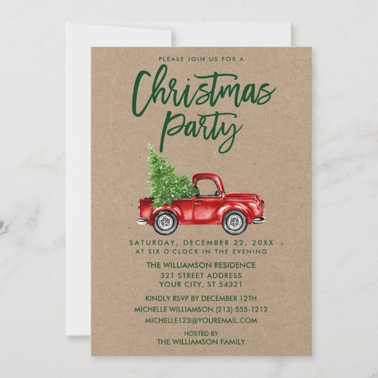 Kraft Brush Script  Truck Kerstparty G Kaart (Voorkant)