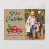 Kraft Brush Script  Truck Photo Kerstmis Briefkaart (Voorkant)