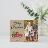 Kraft Brush Script  Truck Photo Kerstmis Briefkaart (Staand voorkant)