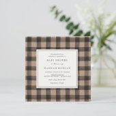 Kraft Buffalo geruite baby shower uitnodiging (Staand voorkant)