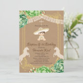 Kraft Cactus Fiesta Baptism and First Birthday Boy Kaart (Staand voorkant)