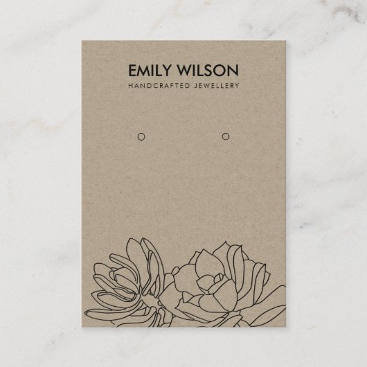 KRAFT CACTUS SAPPIG GEBLADERTE OORRING DISPLAY VISITEKAARTJE (Voorkant)