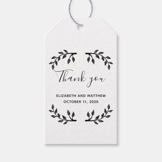 Kraft cadeau label. Rustieke tak bruiloft dank u Cadeaulabel (Voorkant)