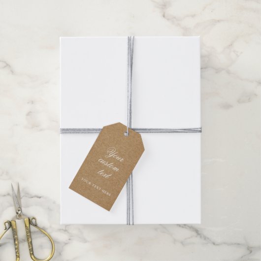 Kraft Cadeaubijslage - Aangepaste tekst Cadeaulabel (Met Touw)