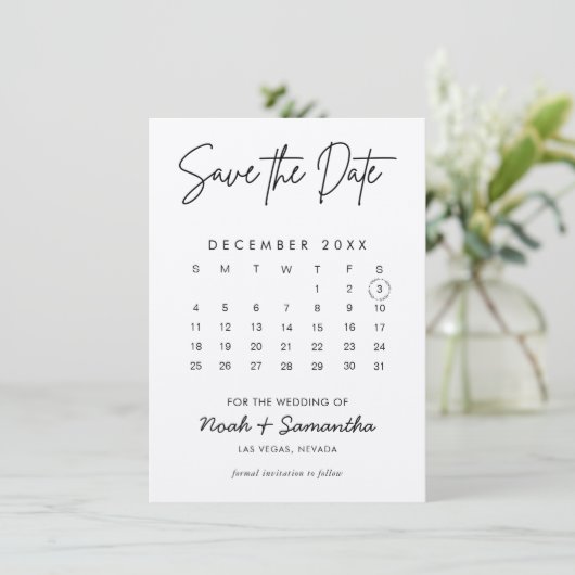 Kraft Calendar Modern Minimal Photo Save The Date (Staand voorkant)