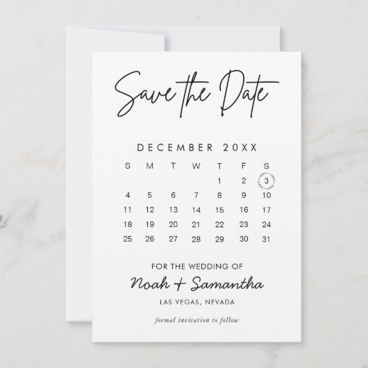Kraft Calendar Modern Minimal Photo Save The Date (Voorkant)