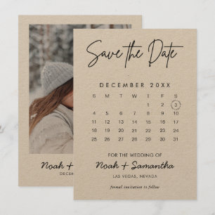 Kraft Calendar Modern Minimal Photo Save The Date