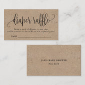 Kraft Calligraphy Diaper Raffle Enclosure Card Visitekaartje (Voorkant / Achterkant)