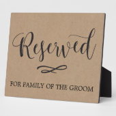 Kraft Calligraphy Reserved Seating Wedding Sign Fotoplaat (Zijkant)