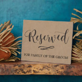 Kraft Calligraphy Reserved Seating Wedding Sign Fotoplaat (Zijkant)