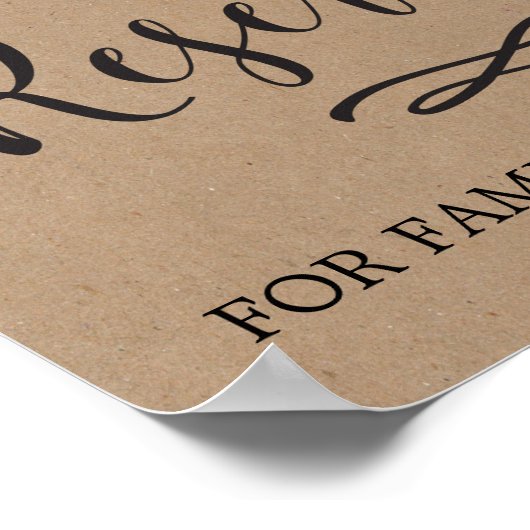 Kraft Calligraphy Reserved Seating Wedding Sign Poster (Hoek)