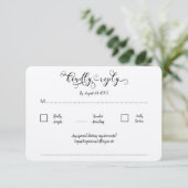 Kraft Calligrapy Script Traditional Wedding RSVP Informatiekaartje (Staand voorkant)