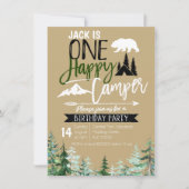 Kraft Camper 1e Verjaardag Camping Party Kaart (Voorkant)