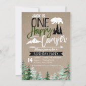 Kraft Camper 1e verjaardag Forest Camping Party Kaart (Voorkant)