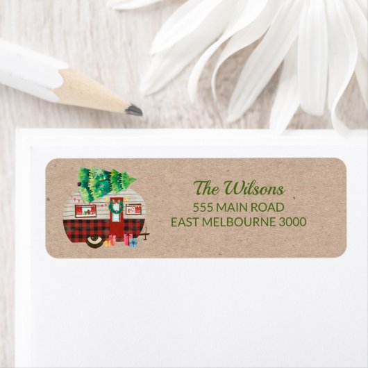 Kraft Camper Kerstboom — Adres Etiket (Insitu)