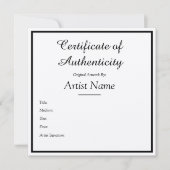 Kraft Certificate of Authenticity for Art Craft Kaart (Voorkant)