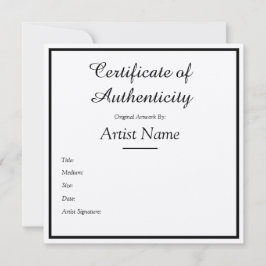 Kraft Certificate of Authenticity for Art Craft Kaart