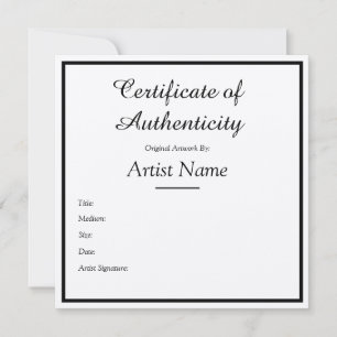 Kraft Certificate of Authenticity for Art Craft Kaart