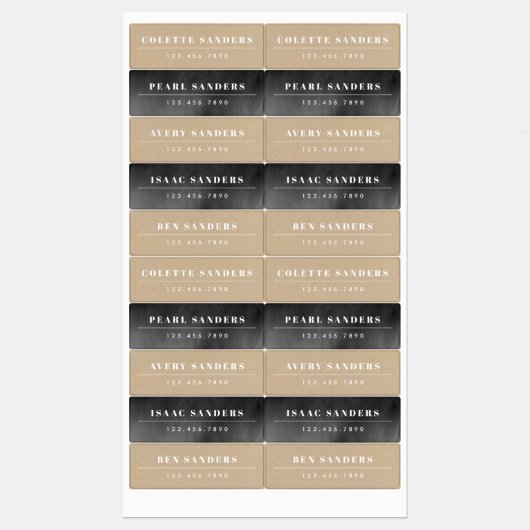 Kraft & Chalkboard Neutrale waterdichte naam Labels (Vel)