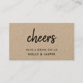 Kraft Cheers | Rustic Wedding Drink Voucher Card Kortingskaartje (Voorkant)