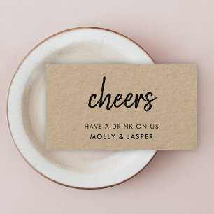 Kraft Cheers   Rustic Wedding Drink Voucher Card Kortingskaartje