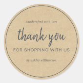 Kraft Chic Script Bedankt voor uw aankoop Ronde Sticker (Voorkant)