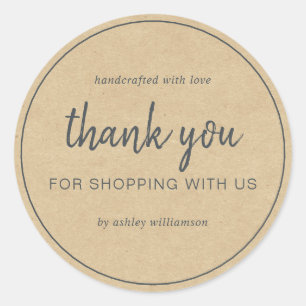 Kraft Chic Script Bedankt voor uw aankoop Ronde Sticker
