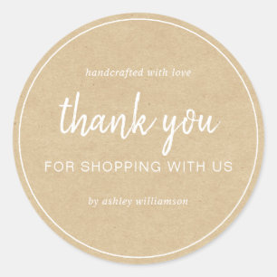 Kraft Chic Script Bedankt voor uw aankoop Ronde Sticker