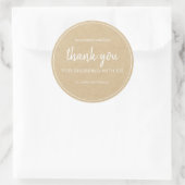 Kraft Chic Script Bedankt voor uw aankoop Ronde Sticker (Tas)