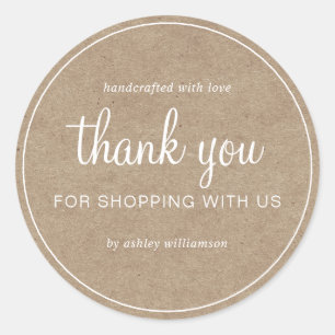 Kraft Chic Script Bedankt voor uw aankoop Ronde Sticker