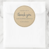 Kraft Chic Script Thank You For Shopping Ronde Sticker (Tas)