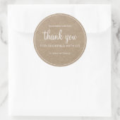 Kraft Chic Script Thank You For Shopping Ronde Sticker (Tas)