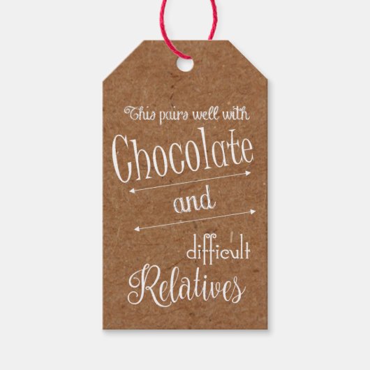 Kraft Chocolade en Wijn Party Fles Favorieten Cadeaulabel (Voorkant)