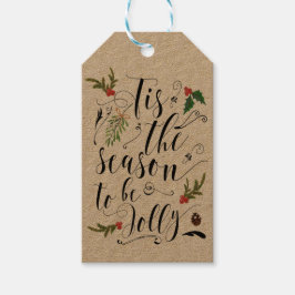 Kraft Christmas labels is het seizoen om vrolijk t Cadeaulabel