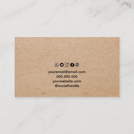 Kraft Classic en Chic sieraden Display Kaart Visitekaartje (Achterkant)