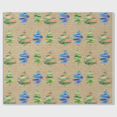 Kraft Colorful Waterverf Abstracte kerstboom Cadeaupapier (Vlak)