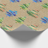 Kraft Colorful Waterverf Abstracte kerstboom Cadeaupapier (Hoek)
